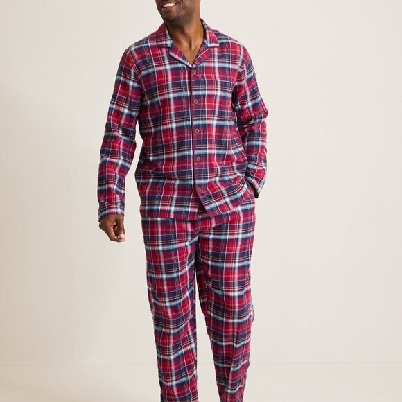 Tommy Bahama Flannel Long Sleeve & Pants Pajama PJ Set  $105 Red Plaid - Picture 3 of 13